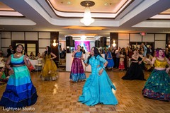 Maharani dancing at Sangeet with bridesmaids. Maharani dancing at Sangeet with bridesmaids.