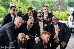 Indian groom posing with groomsmen capture. Indian groom posing with groomsmen capture.