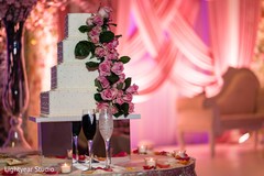 Indian white and pink wedding cake. Indian white and pink wedding cake.