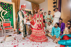 Maharani walking on the wedding altar with her groom. Maharani walking on the wedding altar with her groom.