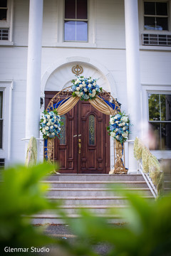 Decor details of the Indian wedding venue entrance. Decor details of the Indian wedding venue entrance.