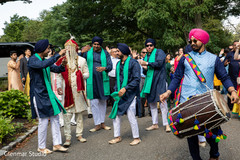 Indian groom and groomsmen during the Baraat. Indian groom and groomsmen during the Baraat.