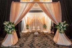Indian wedding ceremony peach and white mandap decorations. Indian wedding ceremony peach and white mandap decorations.