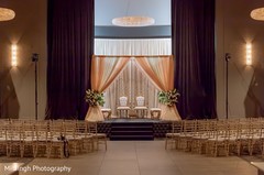 Indian wedding ceremony mandap and seats setup. Indian wedding ceremony mandap and seats setup.