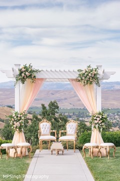 Outdoors Indian wedding mandap decoration. Outdoors Indian wedding mandap decoration.