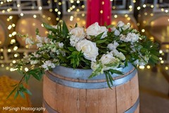 Indian wedding White flowers on barrell decoration. Indian wedding White flowers on barrell decoration.