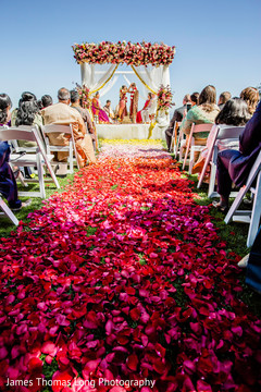 Flower petals decorating the path to the aisle. Flower petals decorating the path to the aisle.