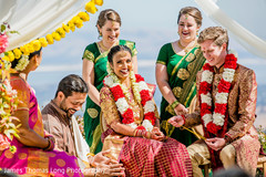 Maharani wearing the flower garland during the ceremony. Maharani wearing the flower garland during the ceremony.