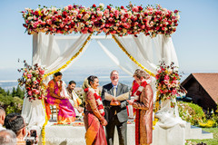Maharani and Indian groom under the mandap. Maharani and Indian groom under the mandap.