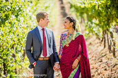 Indian bride on her saree with her groom photo session. Indian bride on her saree with her groom photo session.