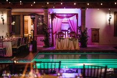 Reception venue decorated for the party. Reception venue decorated for the party.