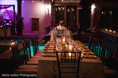 Table decorated with candles. Table decorated with candles.