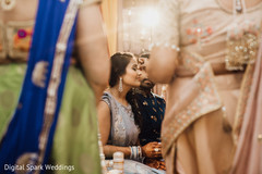 Indian groom and his Maharani sitting in the sangeet hall Indian groom and his Maharani sitting in the sangeet hall