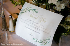 White and green Indian wedding table sign. White and green Indian wedding table sign.