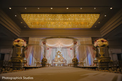 Overview of the Indian wedding venue decor. Overview of the Indian wedding venue decor.