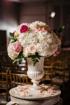Floral arrangement details of the table center piece. Floral arrangement details of the table center piece.