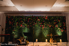 Musical instruments on a decorated stage Musical instruments on a decorated stage