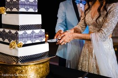 Indian wedding reception cutting the cake moment. Indian wedding reception cutting the cake moment.
