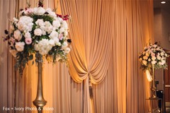 Floral arrangement details of the venue's decor. Floral arrangement details of the venue's decor.