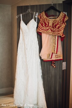 Indian bride's wedding gown details. Indian bride's wedding gown details.