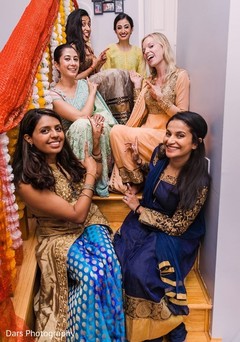 Maharani accompanied by her bridal party at her haldi event. Maharani accompanied by her bridal party at her haldi event.