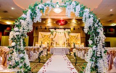 Indian wedding ceremony mandap and entrance flowers decor. Indian wedding ceremony mandap and entrance flowers decor.