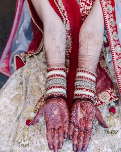 Indian bride showing her brow mehndi art. Indian bride showing her brow mehndi art.