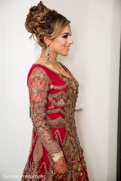 Indian bride, in red and gold, ready for the ceremony Indian bride, in red and gold, ready for the ceremony