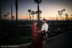 Indian newlyweds outdoors at sunset Indian newlyweds outdoors at sunset