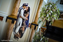 Indian couple's first look indoor portrait. Indian couple's first look indoor portrait.