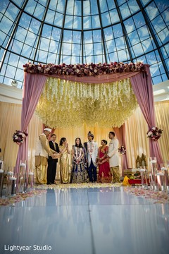 Pink draped floral mandap. Pink draped floral mandap.