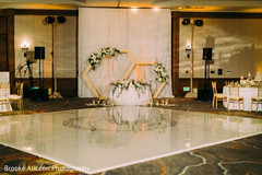 Dance floor and flower decorations for reception. Dance floor and flower decorations for reception.