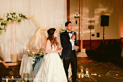 Indian groom giving the reception speech with his Maharani. Indian groom giving the reception speech with his Maharani.