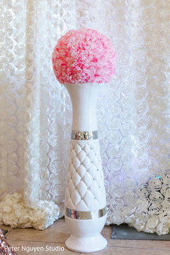 White and silver Indian wedding flower base decoration. White and silver Indian wedding flower base decoration.