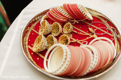 Red, white and golden bridal bangles and kalire. Red, white and golden bridal bangles and kalire.