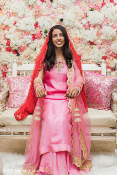 Indian bride on her pink long Punjabi suit. Indian bride on her pink long Punjabi suit.