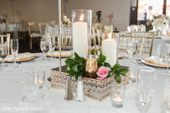 Indian wedding golden and crystal table centerpiece decoration. Indian wedding golden and crystal table centerpiece decoration.