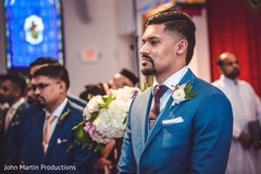 Gorgeous indian groom waiting for his bride at church. Gorgeous indian groom waiting for his bride at church.