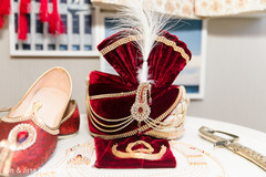 The turban, shoes and wedding knife to be worn by the Indian groom The turban, shoes and wedding knife to be worn by the Indian groom