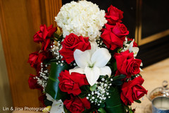 A floral arrangement in the wedding hall A floral arrangement in the wedding hall