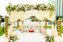 Ivory draping for indian wedding ceremony mandap. Ivory draping for indian wedding ceremony mandap.