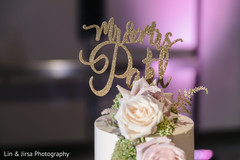 Golden personalized Indian wedding cake toppe Golden personalized Indian wedding cake toppe