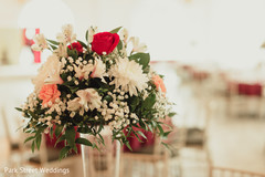 Red, white and peach color Indian wedding flowers decor. Red, white and peach color Indian wedding flowers decor.