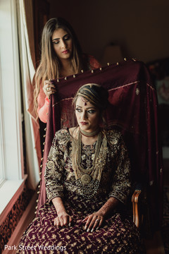 Maharani getting her ghoonghat ceremony veil. Maharani getting her ghoonghat ceremony veil.