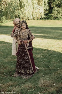 Indian bride and groom first look photography. Indian bride and groom first look photography.