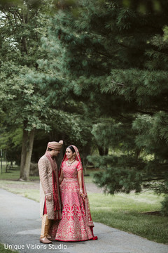 Indian couple meeting in their wedding attires. Indian couple meeting in their wedding attires.