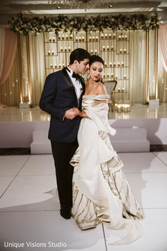 Indian couple in reception clothes. Indian couple in reception clothes.