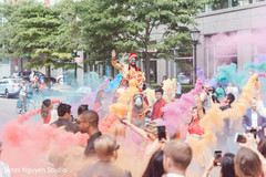 Several colors of smoke during the baraat Several colors of smoke during the baraat