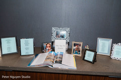 A table with pictures of the Indian couple and some writings A table with pictures of the Indian couple and some writings