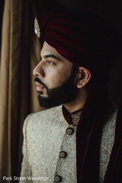 Indian groom staring at the window Indian groom staring at the window